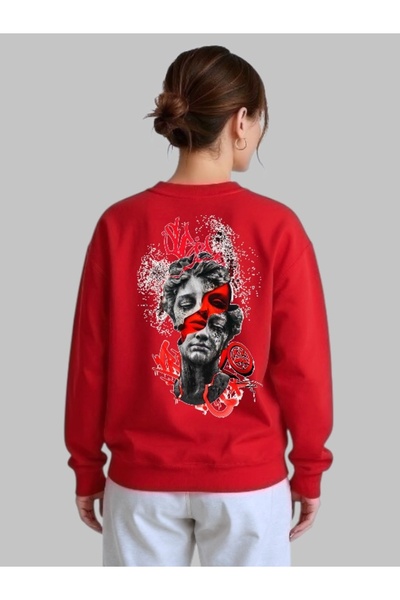 ArtYus Unisex Long Sleeve Sculptural Back Transfer Printed Crew Neck Sweatshirt