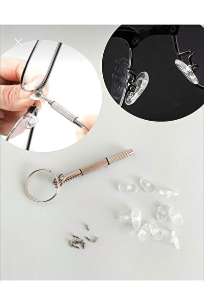 VENTİ VENTİSCA طقم وسادات أنف للنظارة ومفك براغي 10 قطع وسادات أنف ومفك براغي فولاذي