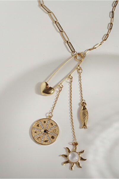 AŞIK ACCESSORIES قلادة تشارم بتفاصيل معلقة من الفولاذ