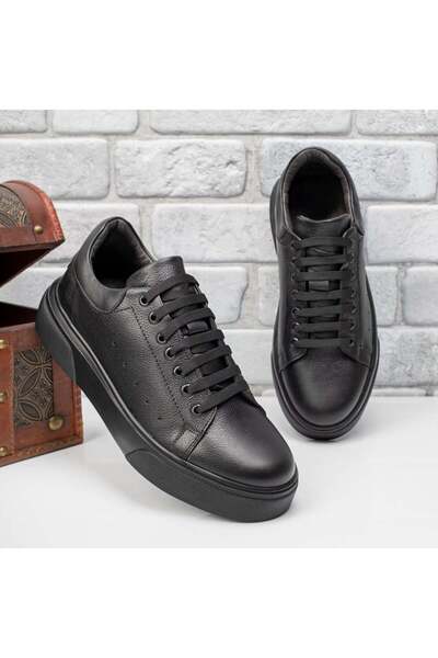 BMoD Pantofi casual bărbătești din piele neagră cu șireturi MOD11161