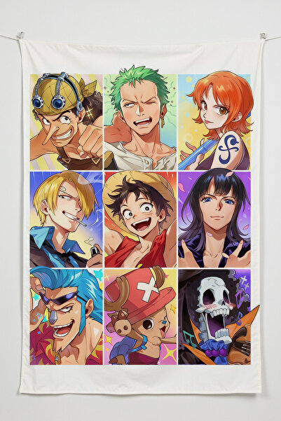 Charmbi One Piece Dikey Duvar Örtüsü – Anime Temalı Kaliteli Kumaş Oda Dekoru...
