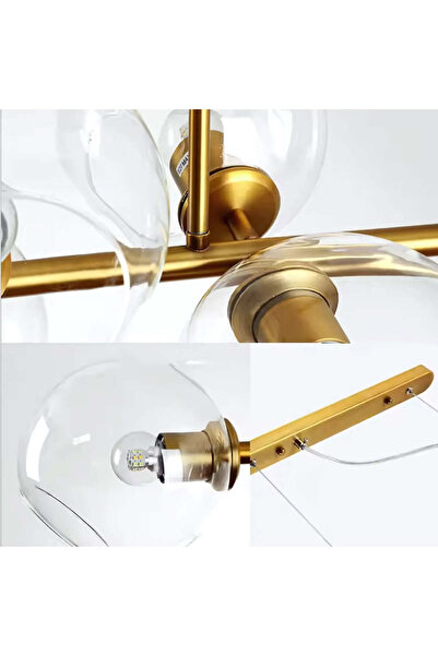 ALC-Shop Πολυέλαιος με Στρογγυλό Ατσάλι, MODEST Grand, 8xE27, Χρυσός, Μέταλλο