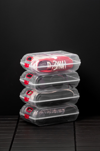 Porsima 204 12lu Kadın, Çocuk Ayakkabı Saklama Kutusu-Şeffaf Pratik Ayakkabı Kabı Düzenleyici Saklama Seti