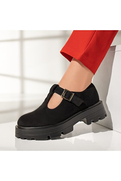 Modlet.ro Γυναικεία μαύρα σουέτ παπούτσια με αγκράφα MOD12959