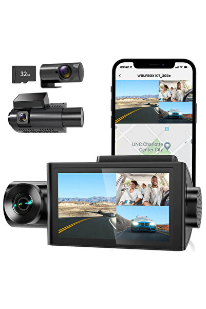 WOLFBOX i07 Dash Camera 4K+1080P, WiFi, Super IR Night Vision, 150°, 3" Screen, GPS, Dedicated App,