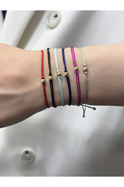 DİAMİNE PIRLANTA 14 Ayar Altın Mini Dorikalı İpli Bileklik (4 mm)