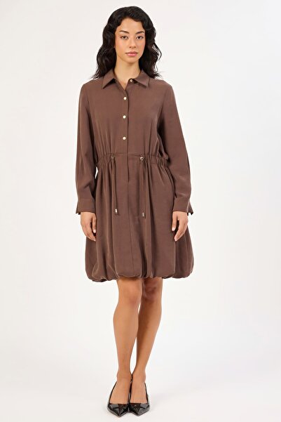 FEVER Balon etekli likralı gömlek elbise