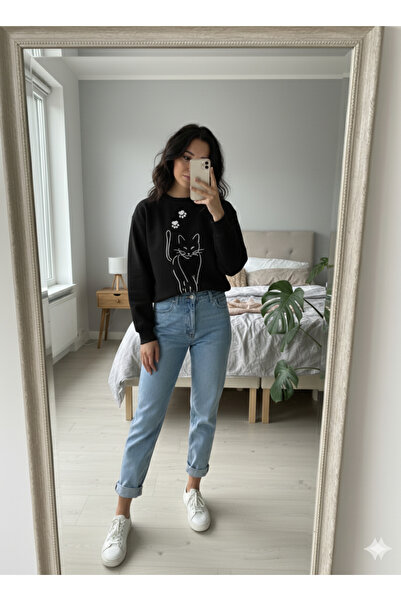 Ceylen guler rotund standard Mold cu imprimeu Women Swea tricou