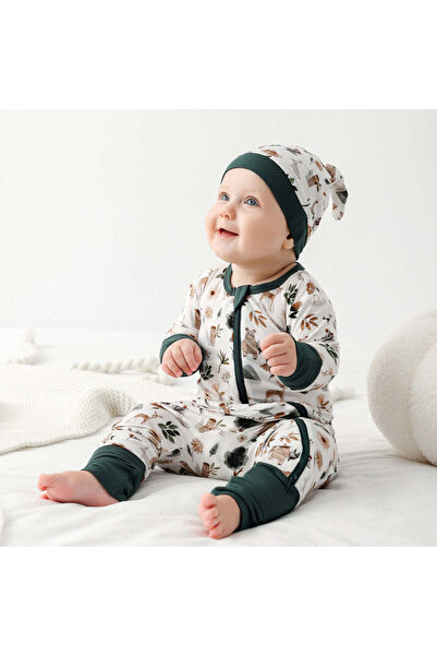 Nonie Salopă lungă din bambus - model slimfit, Forest Magic, verde, pentru be...