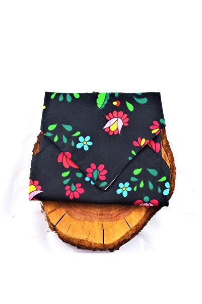 VeraGreen Padded, reusable, cotton napkin, for sandwiches, pastries, embroidery, black