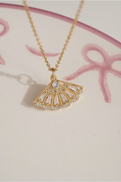 AŞIK ACCESSORIES قلادة مروحية بتفاصيل حجرية فولاذية