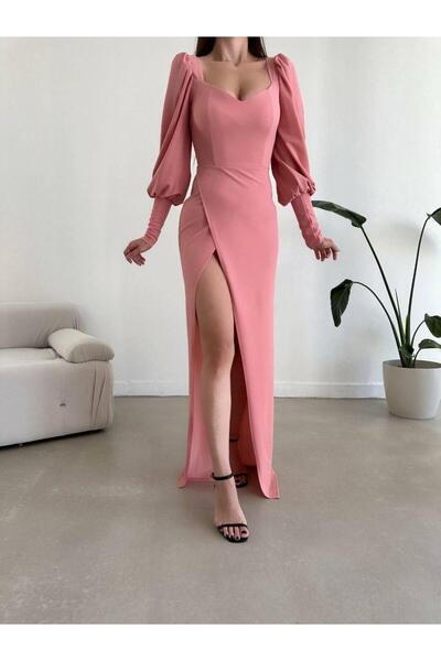 Modafeminen Rochie de seară lungă din țesătură elastică din crep cu mâneci cu...