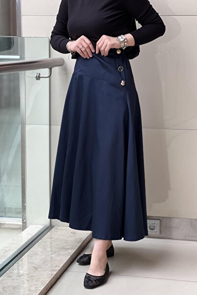 Ghisa Bell-Cut Cotton Skirt with Side Buttons