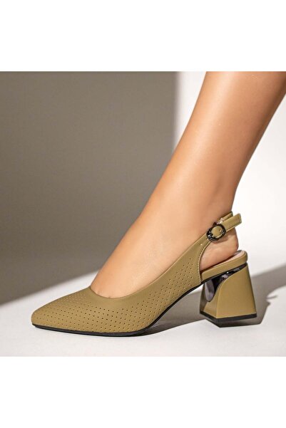 BMoD Pantofi verzi pentru femei cu toc gros și baretă MOD11652