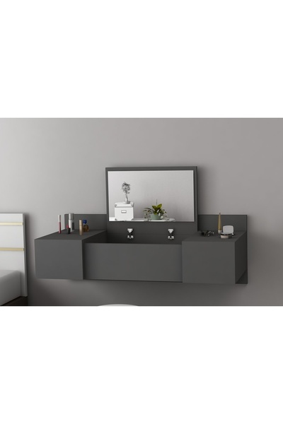 Vivense Arnetti Zakkum Raflı Duvara Monte Aynalı Makyaj Masası Tuvalet Masası...