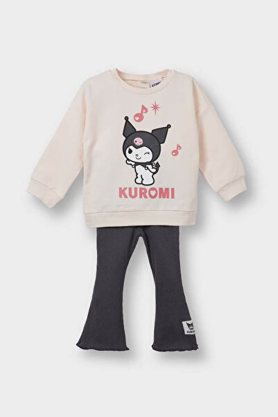 DeFacto Kuromi 2'li Sweatshirt Tayt Pembe Kız Bebek Alt-Üst Takım F5013A5/PN701