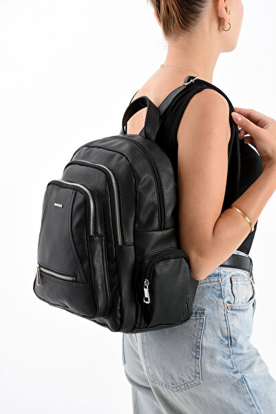 çantamgelsin Mega Polo Soft Leather Multi-Compartment Women's Backpack