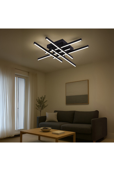 ALC-Shop Πολυέλαιος LED με τηλεχειριστήριο LINEX, 63W, 6 γραμμικά στοιχεία, κρύο/ζεστό/ουδέτερο φως, ρυθμιζόμενος, μαύρος