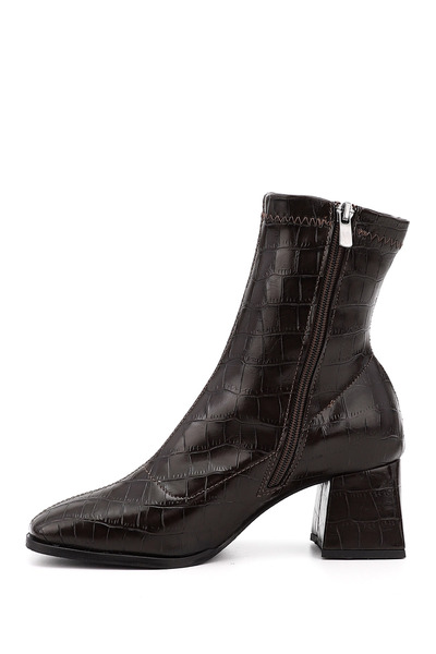 GÖNDERİ(R) Women's / Girls' Brown Krako Leather Look Thick Heeled Stretch Boots