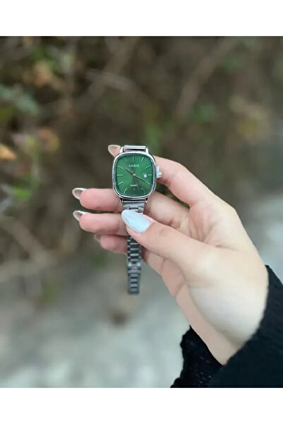 Casio Casio Women's Watch - Silver Strap, Green Dial