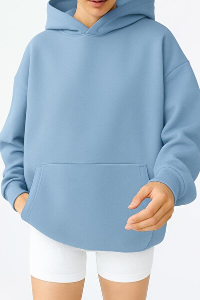 E-ROMA سترة رياضية بقلنسوة للجنسين مصنوعة من القطن الممشط بثلاث خيوط