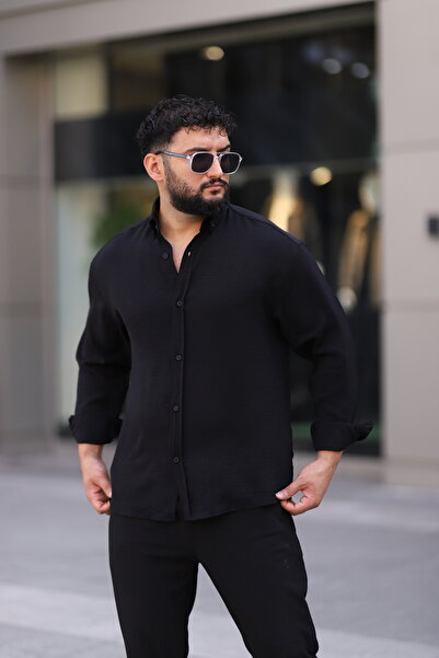 Bürke Ayrobin мъжка риза с дълги ръкави, черна, с голям размер