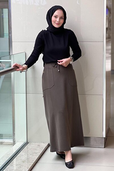 sentez giyim Sentez Elenna Cep Düğmeli Çan Etek