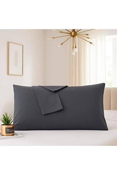 Lio20 50 X 70 cm Size Cotton Fabric Covered 2 Piece Pillowcase Set - Anthracite