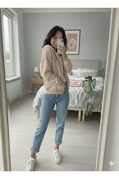 Ceylen Hanorac unisex oversize cu cu căptușeală din fleece fire și fermoar