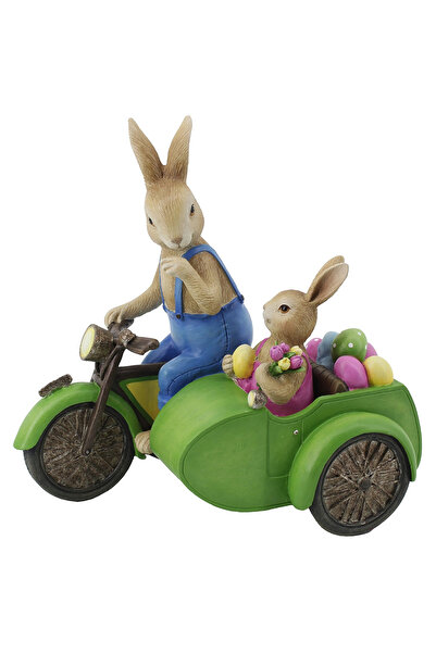 BraziPremium Decorațiune de Paște, Iepurași pe motocicletă, 21 cm, multicolor