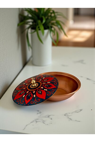 Erol Bakır Nazar Desenli Spiritüel Bakır Kutu | Kapaklı Şekerlik & Takı Kutusu