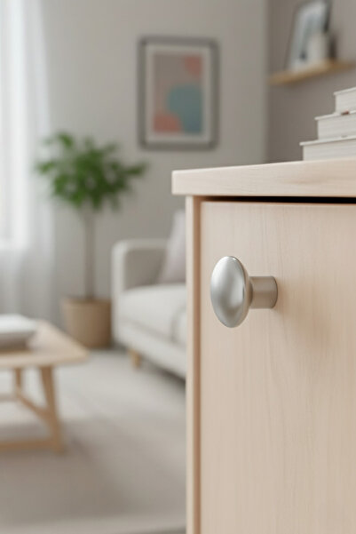 MegaVitrin Silver Plastic Mushroom Knob Furniture Handle - Single Screw - Cabinet and Drawer Handle