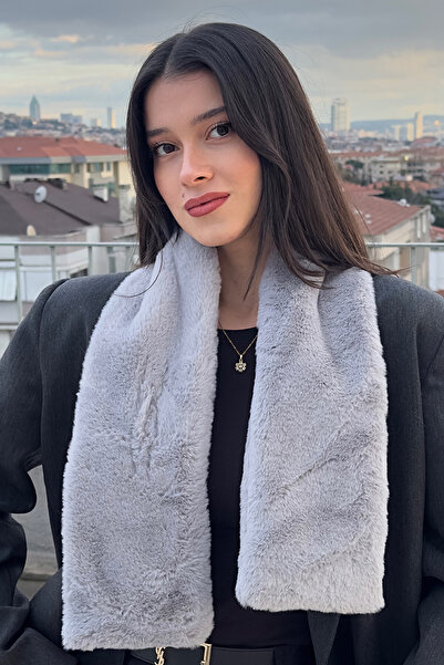 Mollycrush Plush Soft Soft Scarf | Winter Faux Fur Gray Women's Neckerchief