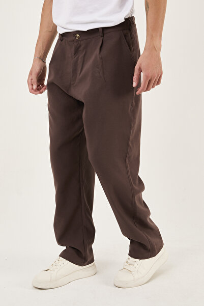 No Way Erkek Pileli Beli Lastikli Fermuarlı Baggy Basic Pantolon