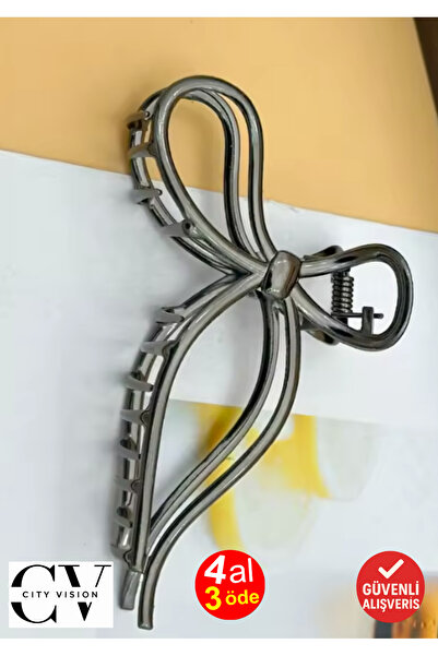 cityvision Agrafă de păr model cu fundă metalică de culoare neagră 11 cm