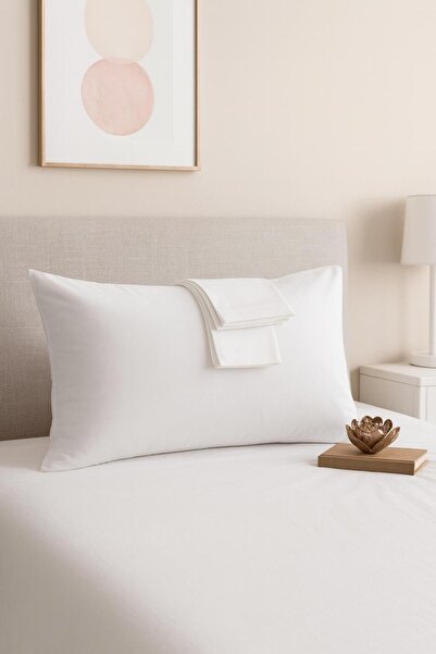 Lio20 50 X 70 cm Size Cotton Fabric Covered 2-Piece Pillowcase Set - White