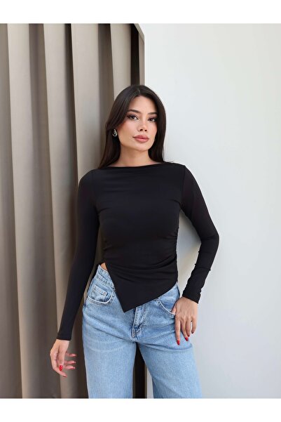 ESRAHELVACI Μπλούζα με σχισμή στο πλάι με ανοιχτό ώμο