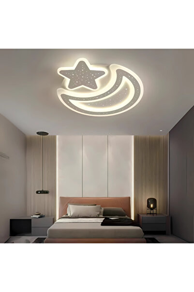 ALC-Shop Nova LED Chandelier with Remote Control, 91W, Dimmable, Moon and Star Shape, White
