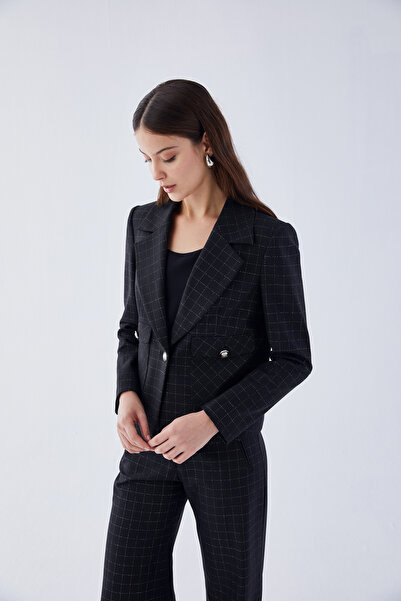 IDYL KARELİ CROP CEKET TAKIM