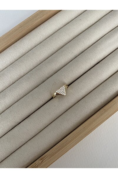 Pinery Jewels Serçe Parmak Taşlı Üçgen Alttan Ayarlamalı Kadın Yüzük