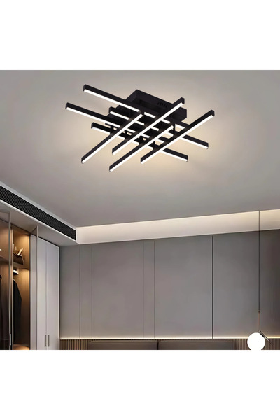 ALC-Shop Πολυέλαιος LED με τηλεχειριστήριο LINEX, 90W, 8 στοιχεία, κρύο/ζεστό/ουδέτερο φως, ρυθμιζόμενος, μαύρος