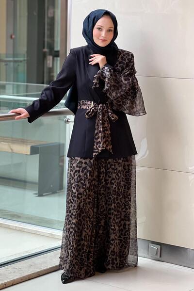 MİANOTTE Leopard Lined Chiffon Trousers