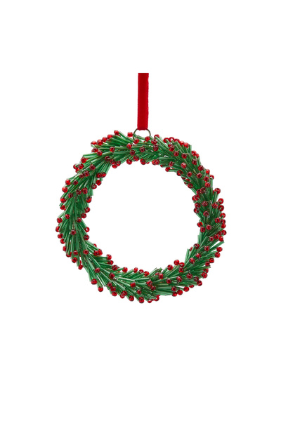 BraziPremium Ornament de Crăciun model Coronita Red Berry, 10 cm, verde