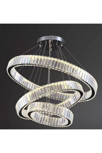 ALC-Shop LED Chandelier, Crystal and Metal, 120W, Dimmable, Adjustable Height, Cold/Warm/Neutral Light