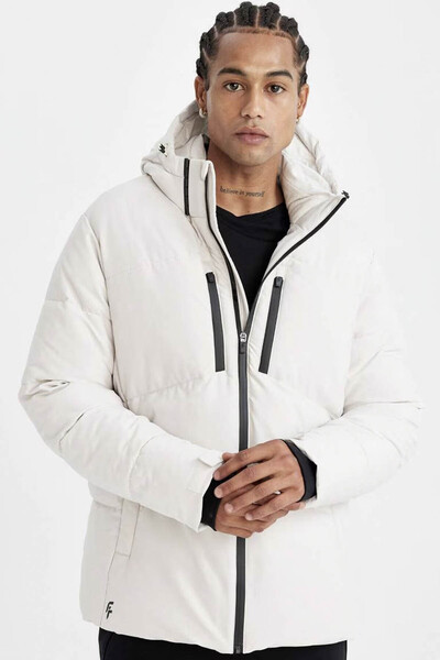 DeFacto Palton pentru bărbați, impermeabil, cu slim fit cu glugă buzunare, di...