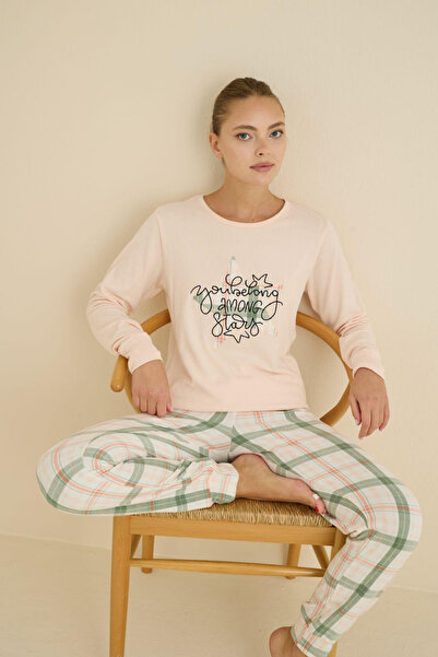 İYİBU Set de pijamale termice cu model în carouri pentru femei – Imprimat You...