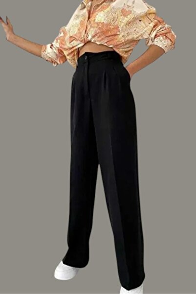 byhaziran butik Janet Women's High Waist Pleated Fabric Pants