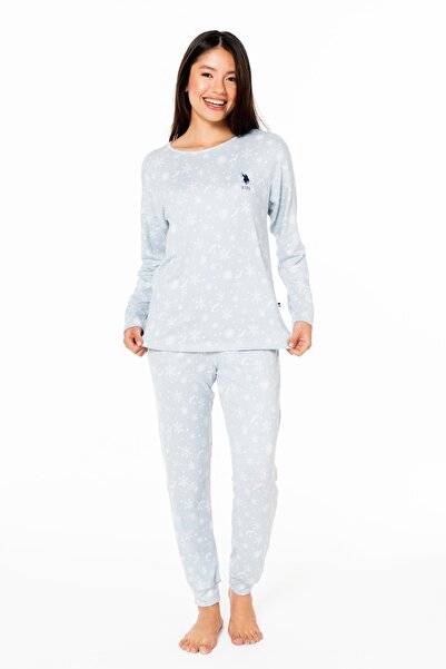 U.S. Polo Assn. Kadın İnce Polar Ev Giyim Pijama Takım