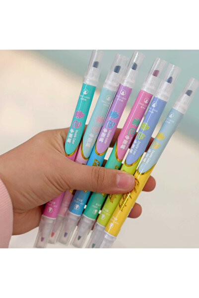 NaSaDAN 6’lı Çift Uçlu Pastel Fosforlu Kalem Seti – 12 Renk, Not ve Defter Vu...