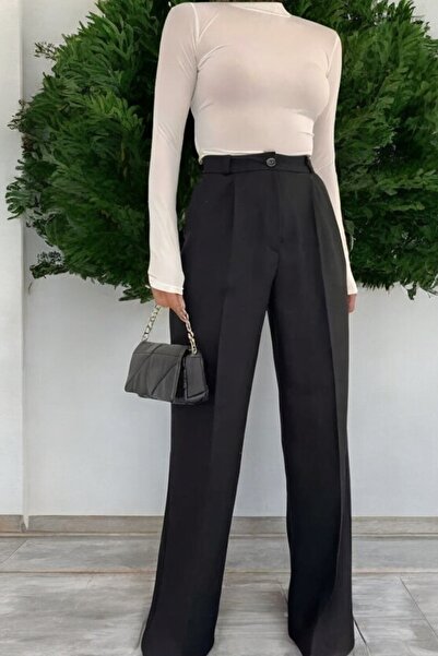 byhaziran butik Amy Women's High Waist Pleated Fabric Pants